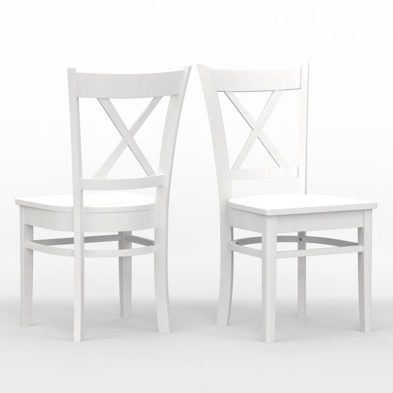 Glenwillow Home Cross Back Solid Wood Dining Chairs in White (Set of 2)