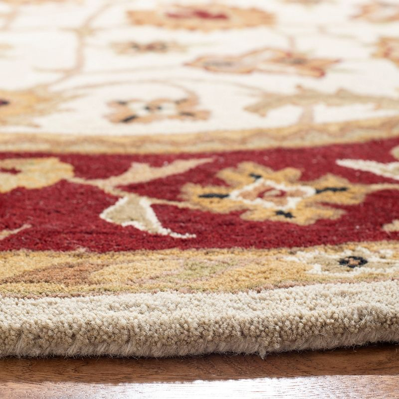 Classic CL244 Hand Tufted Accent Rug - Ivory/Red - 3'6" Round - Safavieh.