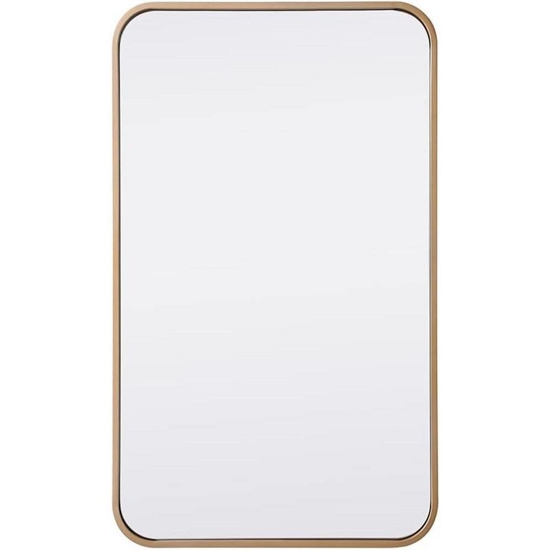 Elegant Lighting Soft corner metal rectangular mirror 18x30 inch in Brass