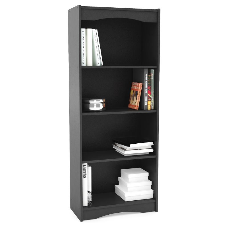 60" Hawthorn Tall Bookcase Black - CorLiving: Modern Style, Laminated Particle Board, 4 Open Shelves