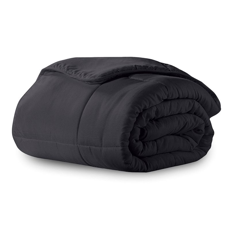 Ella Jayne Microfiber Down-Alternative Solid Color Comforter  -  Black  -  Full/Queen