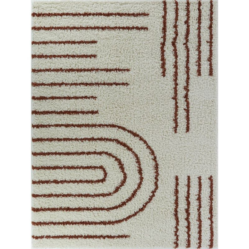 Balta Rugs 7'10"x10' Janus GeometricTeen Shag Rug Orange: High Pile, Stain-Resistant, Machine Made, Indoor Use