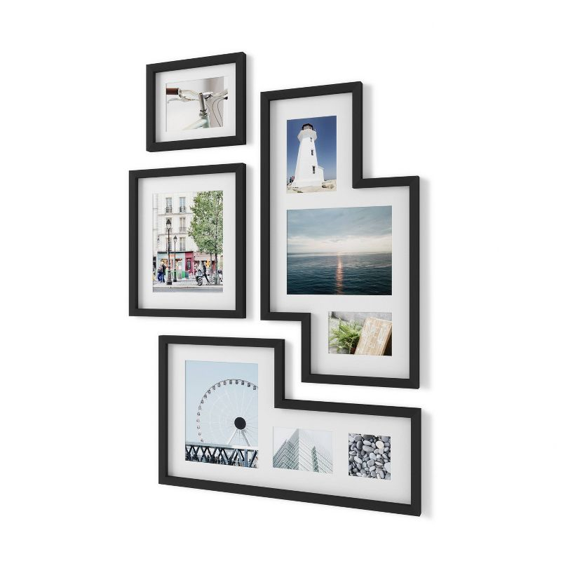 Mingle Gallery Picture Frames Set Black - Umbra: Modern Wall Collage, Multi-Size Photo Display, Sawtooth Mount