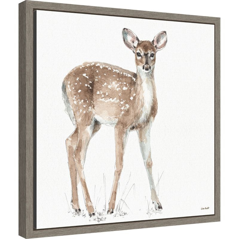 Amanti Art Forest Friends XII (Deer) by Lisa Audit Canvas Wall Art Print Framed 16-in. x 16-in. in Gray