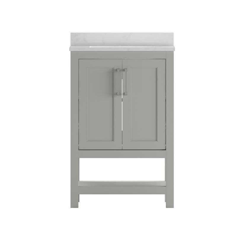 Flash Furniture 24 Inch Bathroom Vanity with Undermount Sink and Open Storage Shelf in Gray