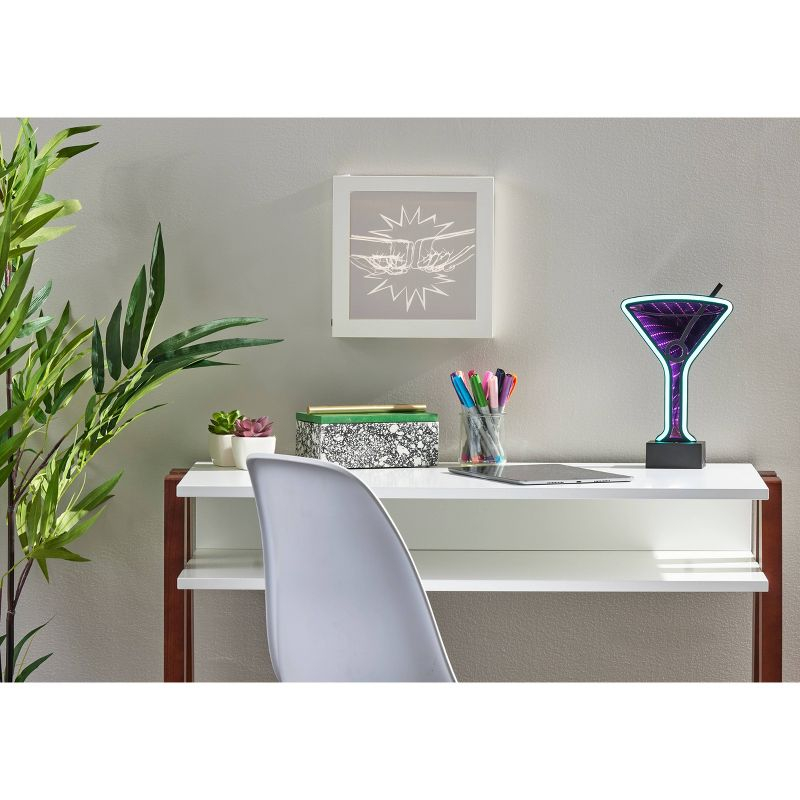 Infinity Neon Martini Glass Table/Wall Lamp Black - Adesso: USB Powered, Battery Option, LED Lighting