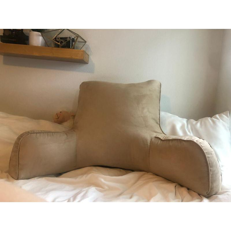 Brown Suede Solid Color Oversized Bed Rest Lounger Support Pillow - Elements By Arlee