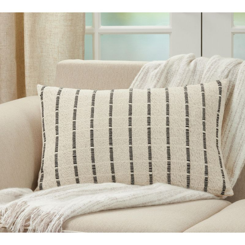 Saro Lifestyle Corded Throw Pillow With Poly Filling, Natural, 16" x 24"