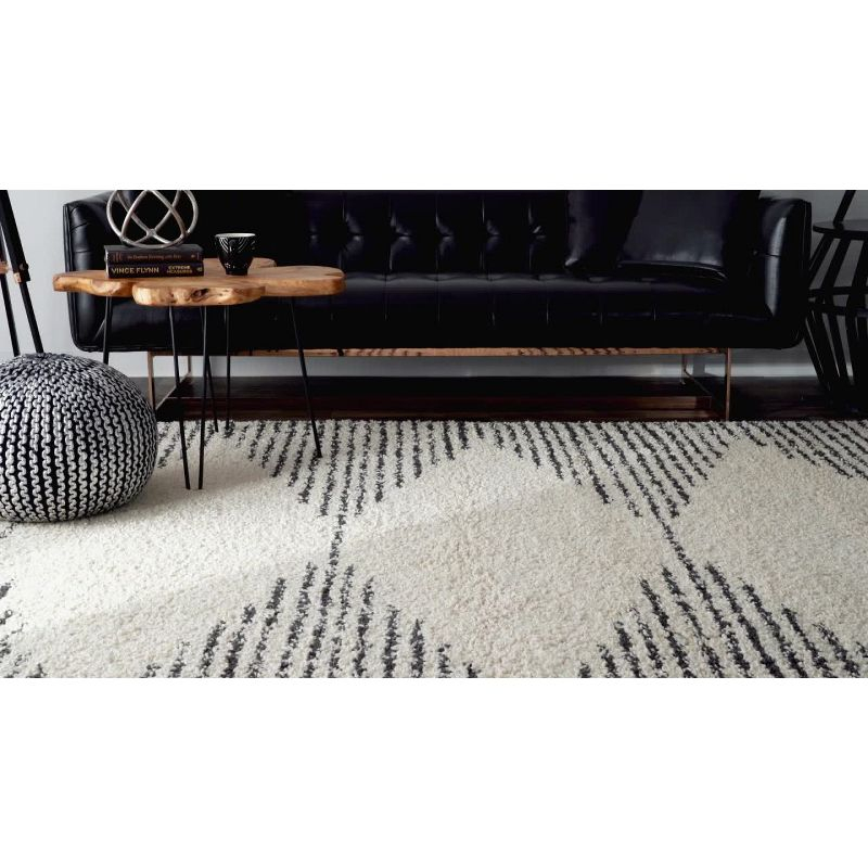 Nuloom Bria Trellis 2x10 Runner Shag Indoor Area Rug for Living Room Bedroom Dining Room Nursery Entryway Hallway, Off White/Charcoal