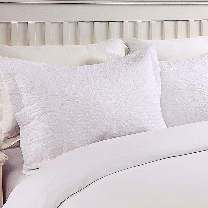 Marcielo 2 Pcs Embroidered Pillow Shams King Size Navy King