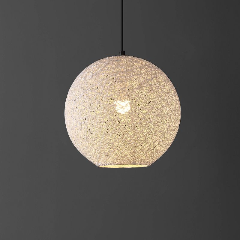 Isla Jade 12" Lacey Bohemian Minimalist Iron/Rope Woven Globe LED Pendant White/Black : 20x20 Inch Polyester, Machine Washable Cloth Napkins
