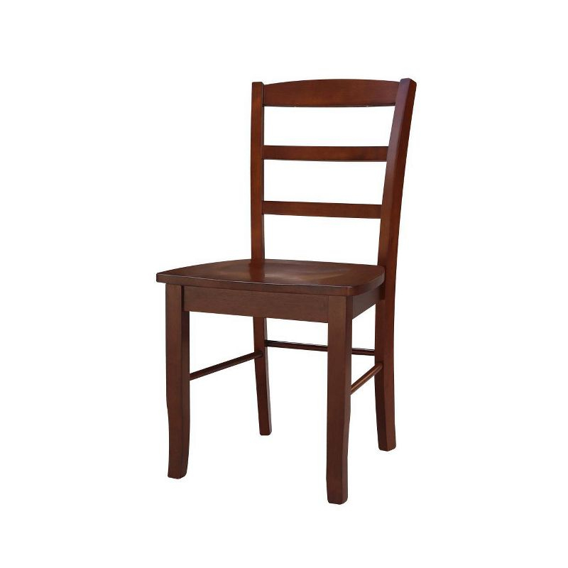 Set of 2 Madrid Ladderback Chairs Espresso - International Concepts: Rubberwood Frame, Mid-Century Modern Style