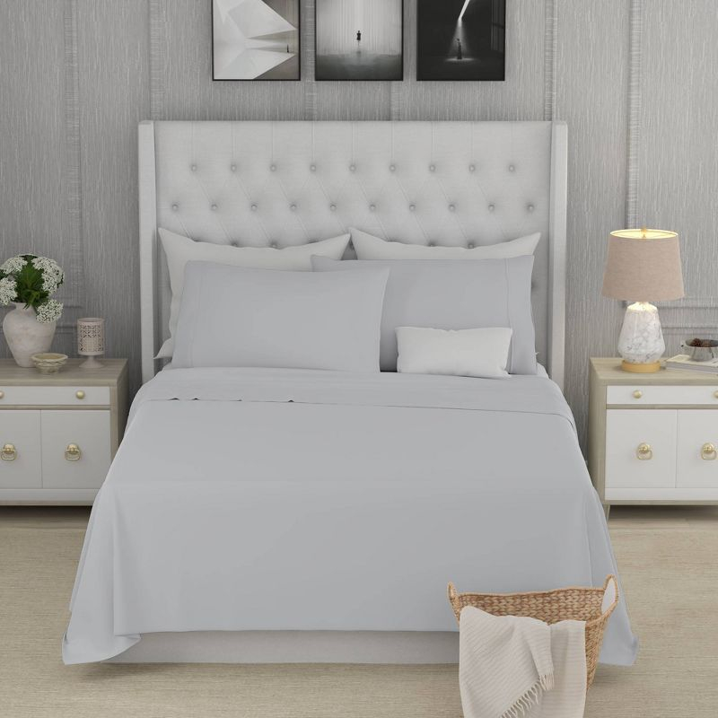 King 800 Thread Count Cotton Rich Sateen Sheet Set Light Gray - Color Sense