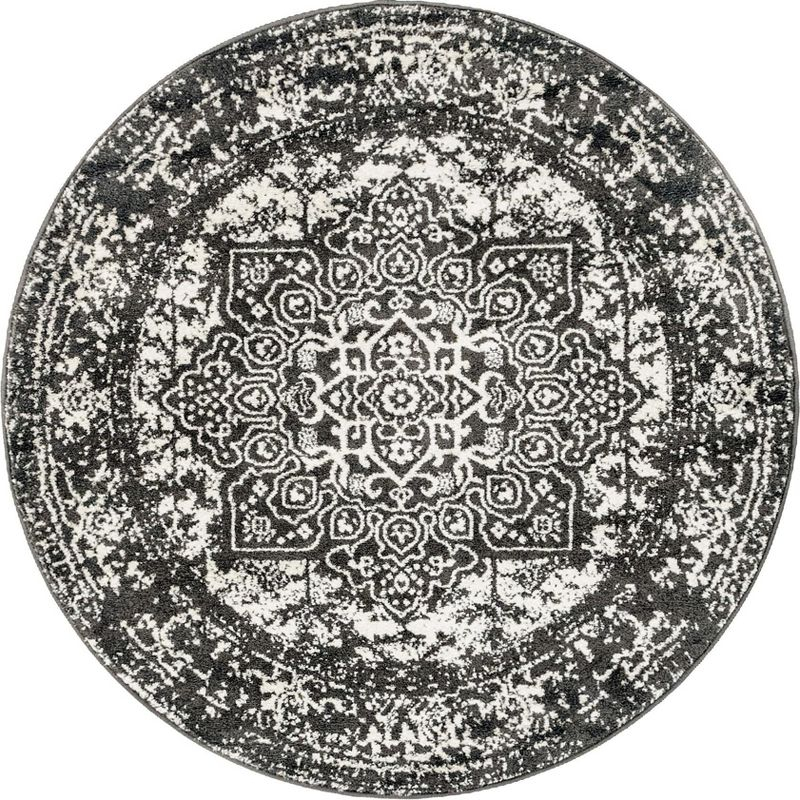 Unique Loom 5' 3 x 5' 3 Round Dark Gray Richmond Medallion Area Rug