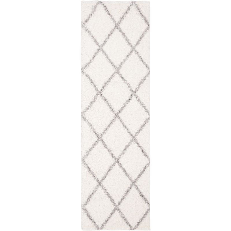 Parma Shag PMA515 Power Loomed Indoor Runner Rug - 2'3"x11' - Cream/Grey - Safavieh