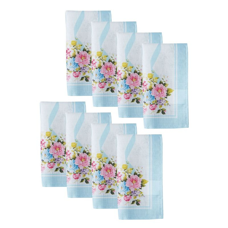 Rose Cottage Engineered Napkins, Set of 8 - Multicolor - 17x17 - Elrene Home Fashions