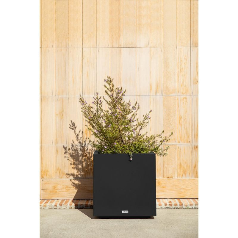 Veradek Block Series Cube Medium 22" Plastic Planter - Black