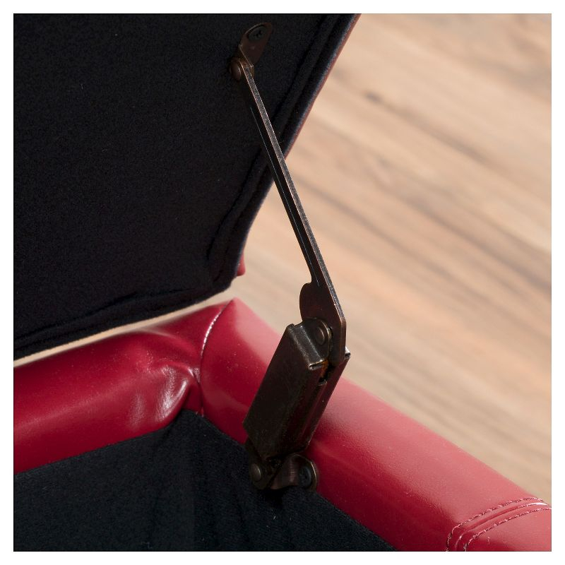 Christopher Knight Home Lucinda Faux Leather Storage Ottoman Bench Red : Upholstered Rectangular Seat, Wood Frame