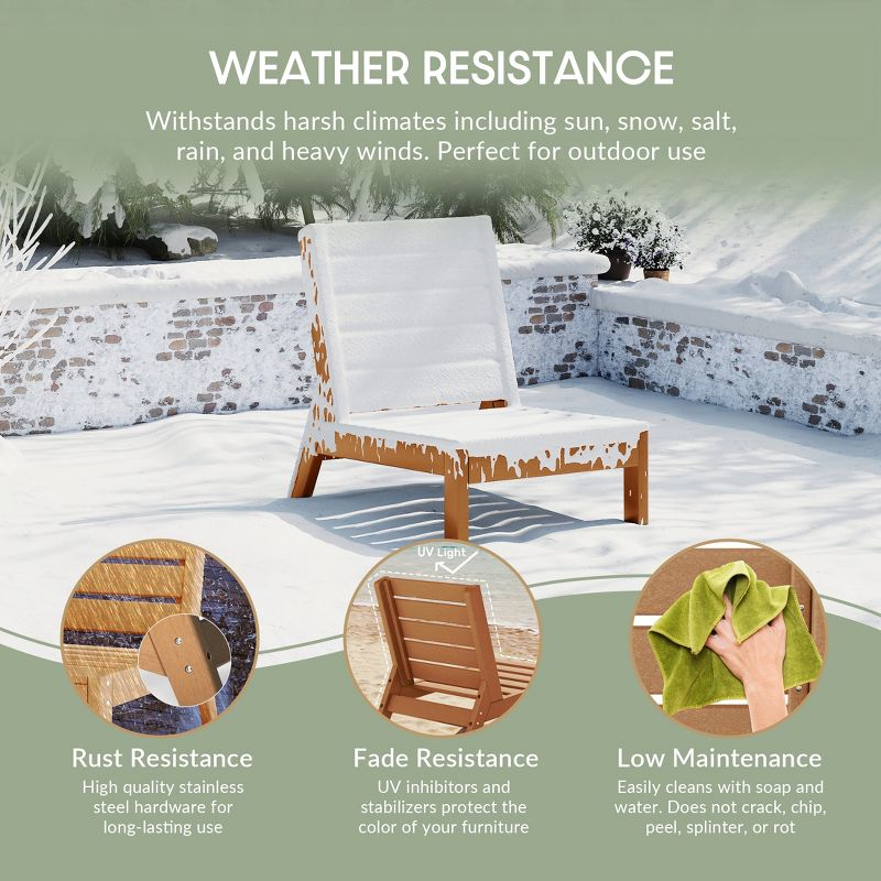 WestinTrends Avalon Outdoor HDPE Deep Seating Modular Armless Patio Chair with Patio Cushions, Teak/Yellow
