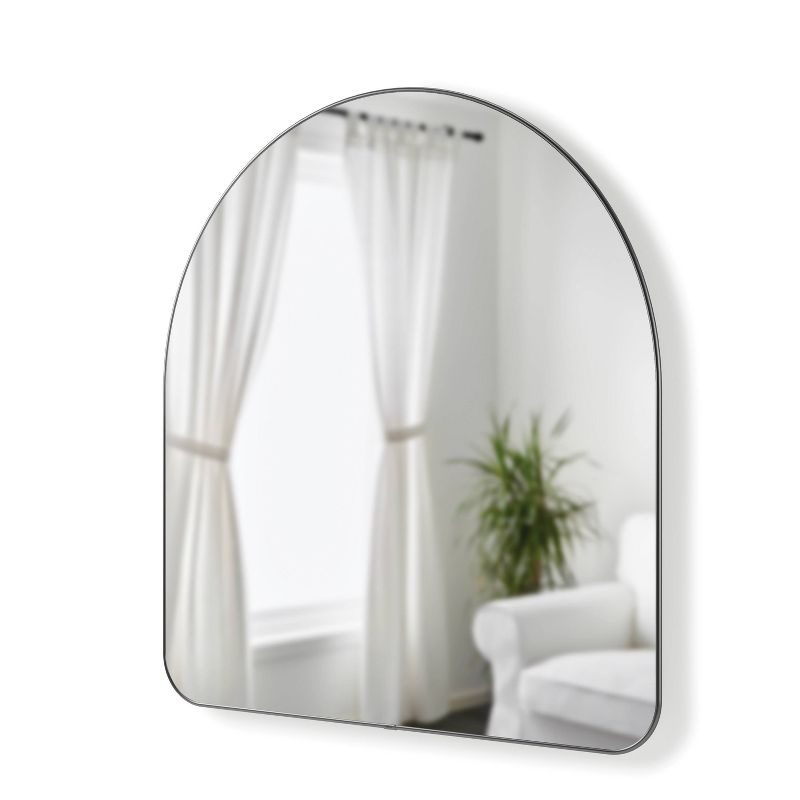 34" x 36" Hubba Arched Mirror Metallic Titanium - Umbra: Modern Oval Wall Mount, No Assembly, Steel Frame