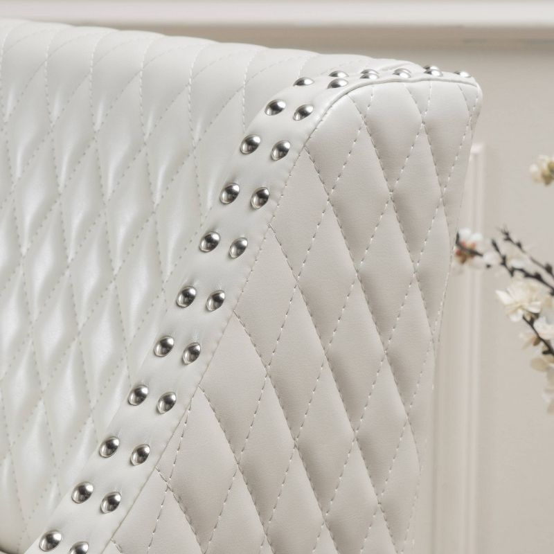 Christopher Knight Home 28" Milano Quilted Bonded Leather Barstool Ivory: Upholstered, Padded Back, Hardwood Frame