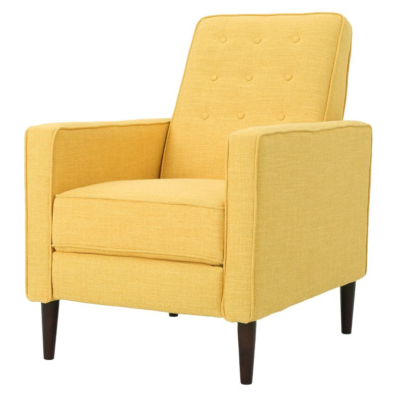 Mervynn Mid-Century Recliner - Muted Yellow - Christopher Knight Home: Beech Wood Legs, Tufted Back