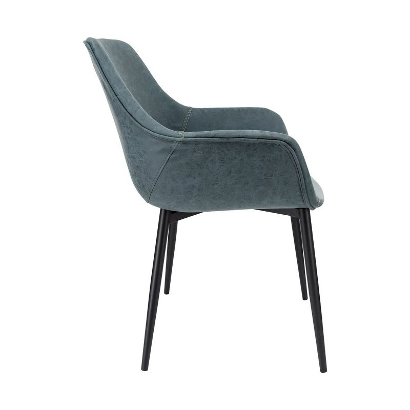 LeisureMod Markley Leather Dining Chair with Black Metal Legs