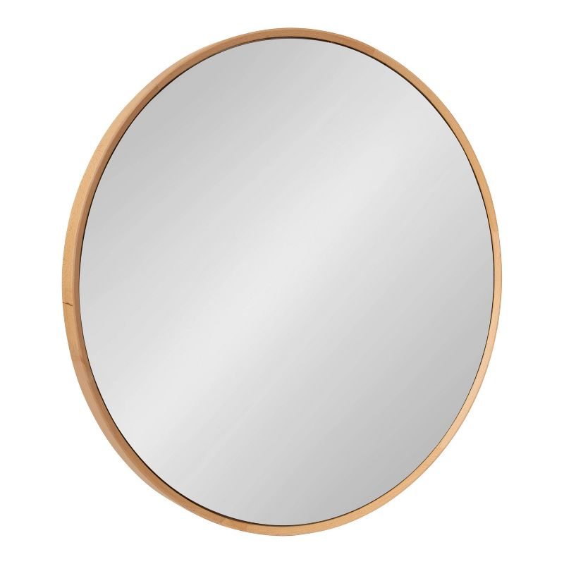 28" x 28" Norlund Framed Round Decorative Wall Mirror Natural - Kate & Laurel All Things Decor: Beechwood, No Assembly