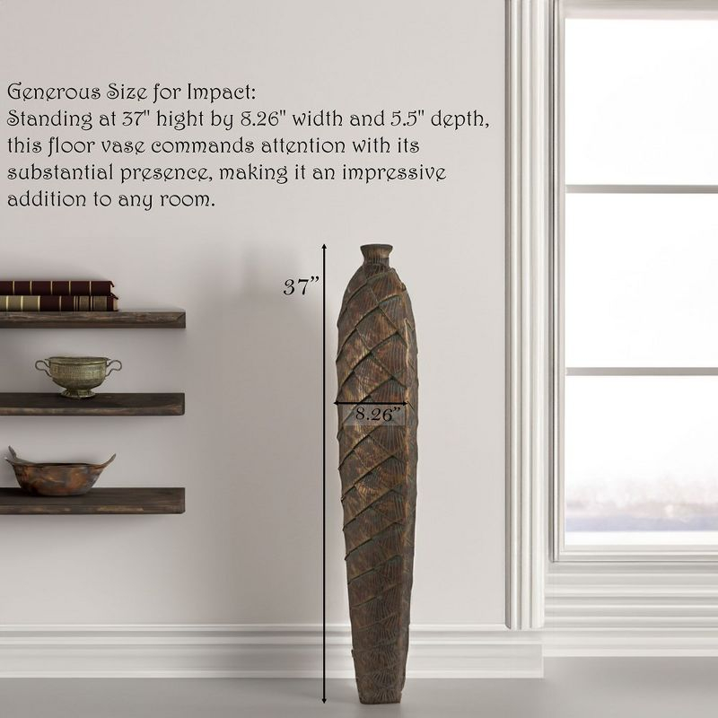 Uniquewise 37-inch-tall Cylinder Antique Floor Vase – Modern Living Room Decor - Ceramic Rustic Elegant Home Accent with Vintage Charm