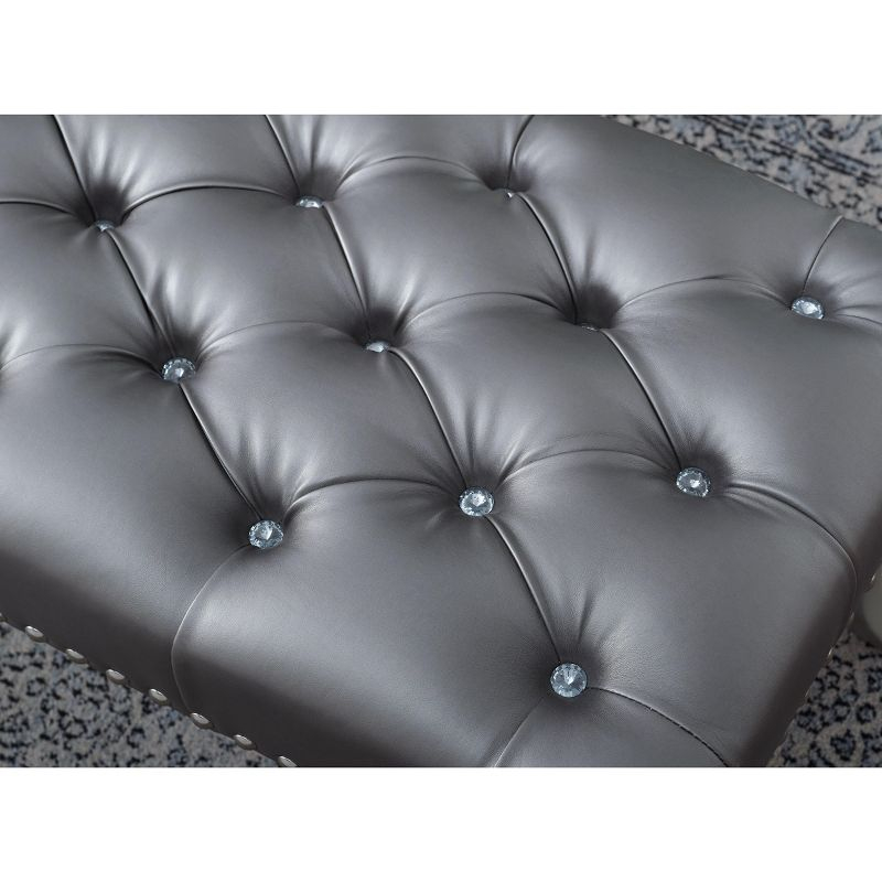 Roundhill Furniture Decor Maxem Tufted Faux Leather Upholstered Seat with Nailhead Trim Bench