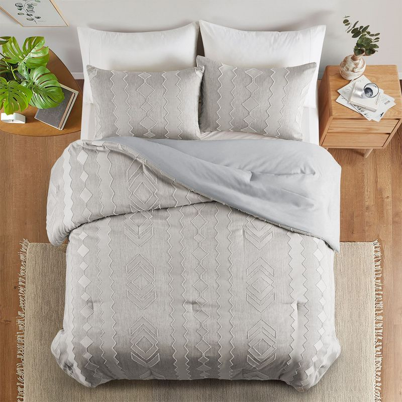 Peace Nest 3 Piece Tufted Clipped Microfiber Comforter Set, Beige, Twin, 66"x92"