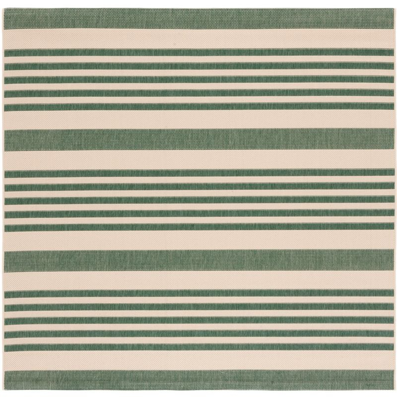 Courtyard CY6062 Power Loomed Indoor/Outdoor Area Rug - Beige/Dark Green - 4'x4' - Safavieh.
