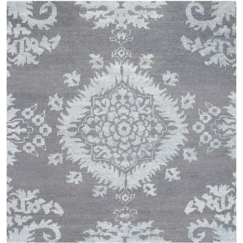 Stone Wash STW235 Hand Knotted Indoor Area Rug - Grey - 6'x6' - Safavieh