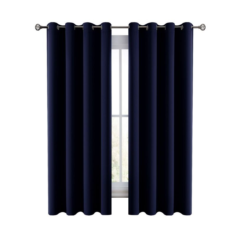 Set of 2 Blackout Curtains for Windows Room Darkening & Noise Reducing Solid Curtains - 42x63 Inch (NAVY-BLUE)