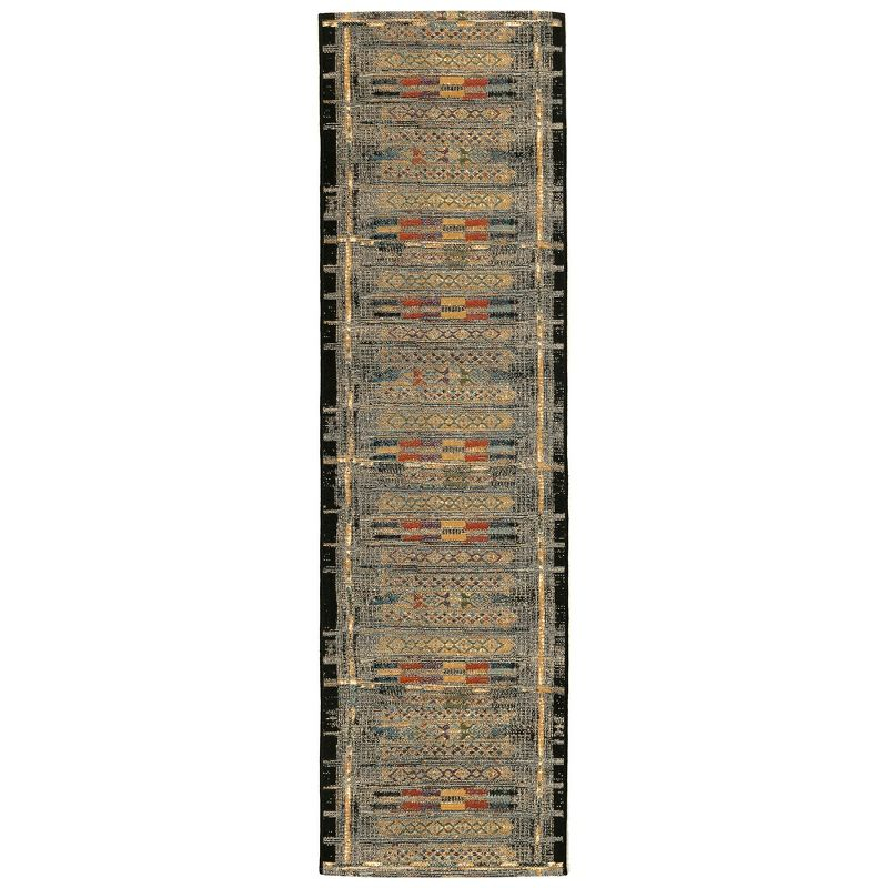 Liora Manne Marina Stripe Indoor/Outdoor Rug Black 1'11" x 7'6"
