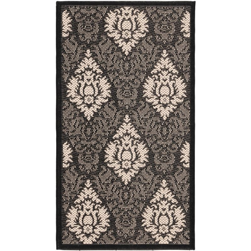 Courtyard CY2714 Power Loomed Indoor and Outdoor Accent Rug - Black/Sand - 2'x3'7" - Safavieh