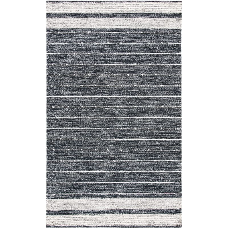 Striped Kilim STK509 Hand Woven Area Rug - Black/Ivory - 3'x5' - Safavieh.
