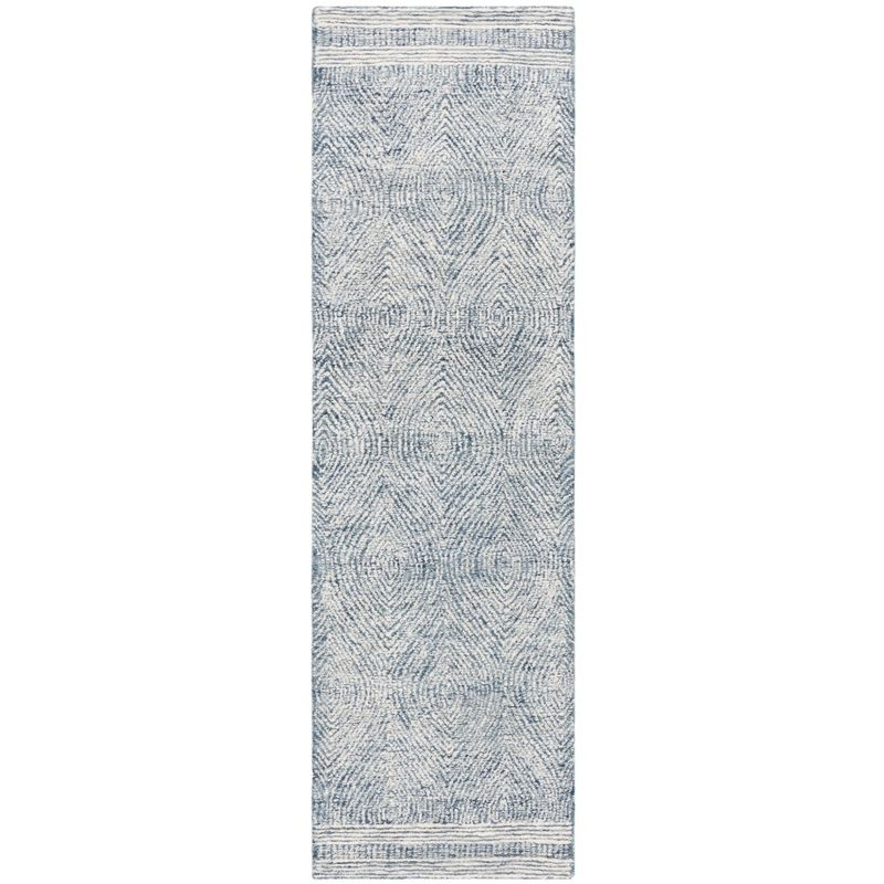 Abstract ABT340 Handmade Indoor Runner - Ivory/Navy - 2'-3"x8' - Safavieh