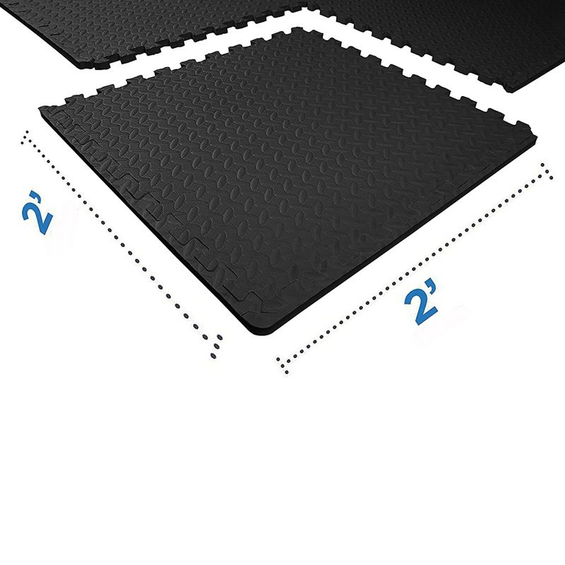 BalanceFrom Fitness 96 Square Foot Double Sided Non Slip High Density EVA Foam Exercise Mat Tiles with Interlocking Edges, Black  (2 Pack)