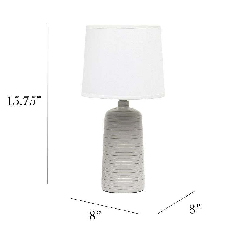 Textured Linear Ceramic Table Lamp Gray - Simple Designs