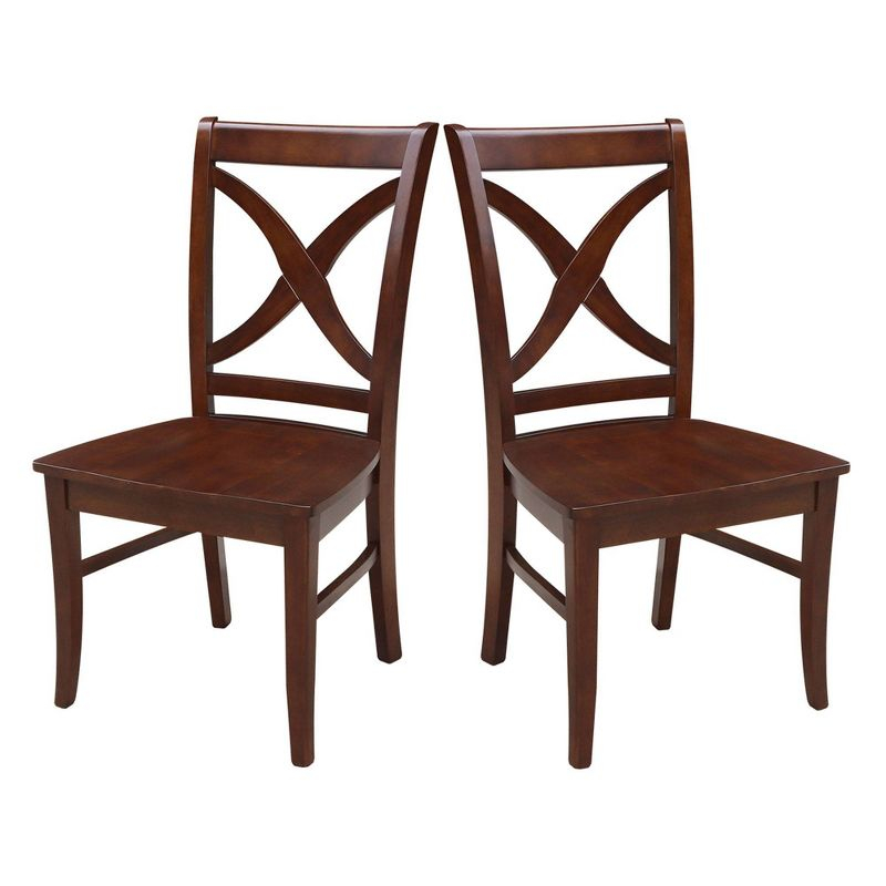 Set of 2 Vineyard Curved X-Back Chairs Espresso - International Concepts: Hardwood Frame, 250lb Capacity