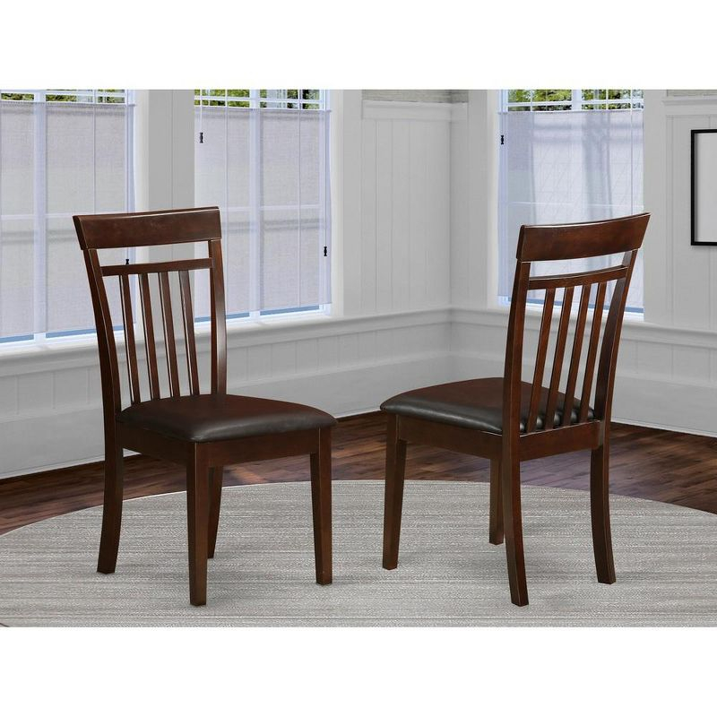 East West Furniture, Capri slat back Chair for dining room with Leather Upholstered Seat , Set of 2