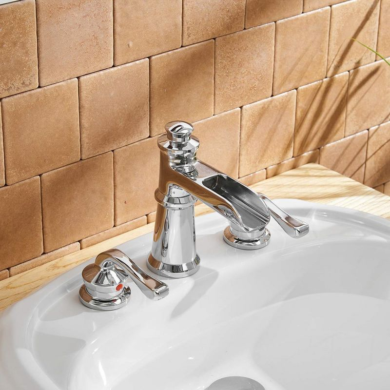 BWE 8 in. Waterfall Widespread 2-Handle Bathroom Faucet With Drain Assembly