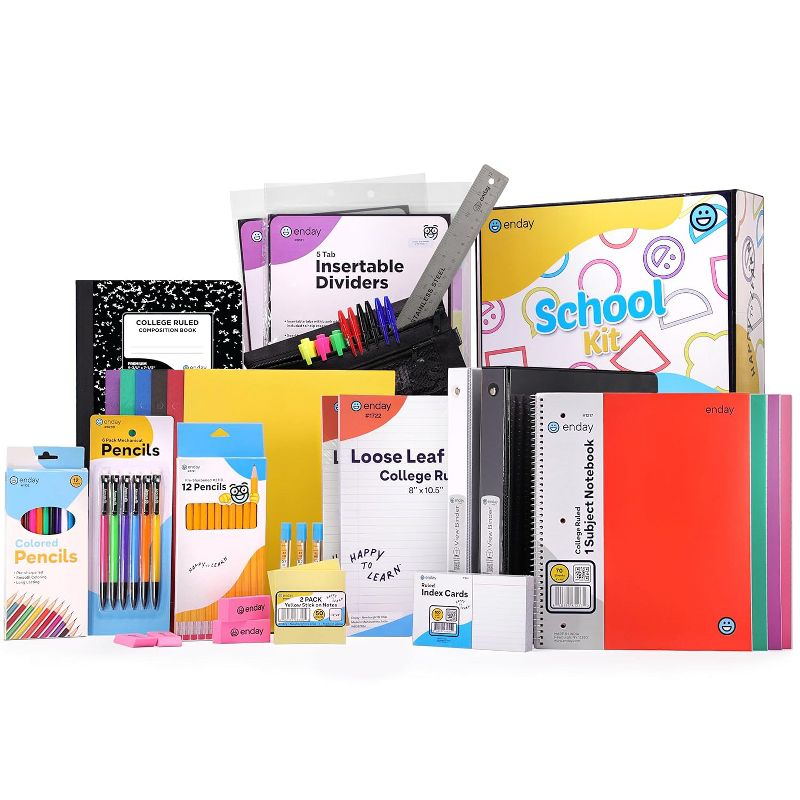 105-Piece School Supplies Kit for High School & College – Binders, Notebooks, Folders, Pens, Pencils, Sticky Notes, Dividers, Ruler, Erasers & More