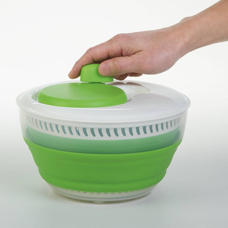 Prepworks Collapsible 3qt Salad Spinner: Dishwasher-Safe, Nonslip Base, Adjustable Handle, Green Lettuce Spinner