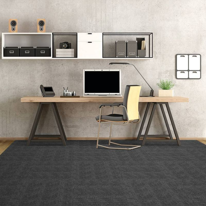 18" 16pk Hobnail Carpet Tiles Black - Foss Floors: Easy Install, Indoor/Outdoor, Pet & Stain Resistant