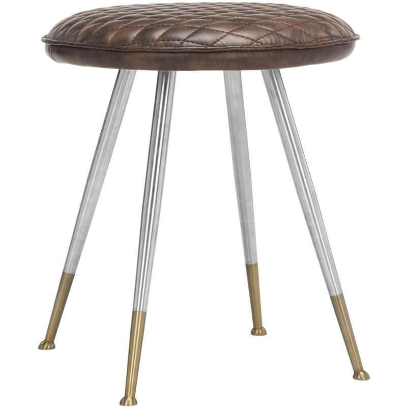 Brinley Mid-Century Modern Stool - FOX1704 - Antique Brown - Safavieh Couture