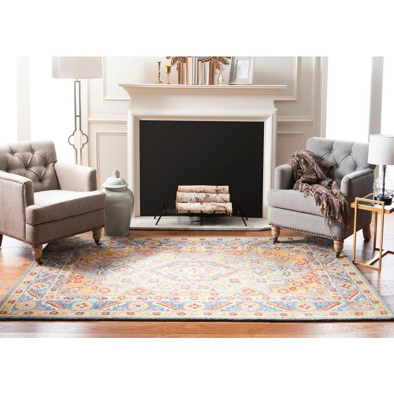 Antiquity AT504 Hand Tufted Area Rug - Blue/Gold - 3'x5' - Safavieh.
