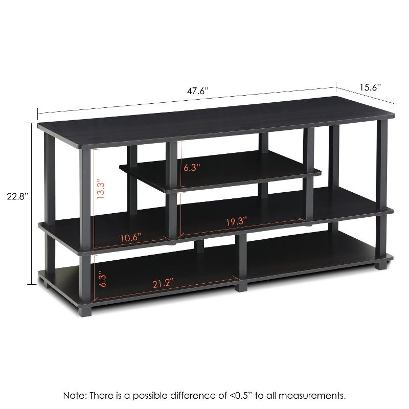 Furinno 4-Tier Large TV Stand for TVs up to 55" TV Console Table w/Open Bookcase Shelves & 2 Storage Drawers