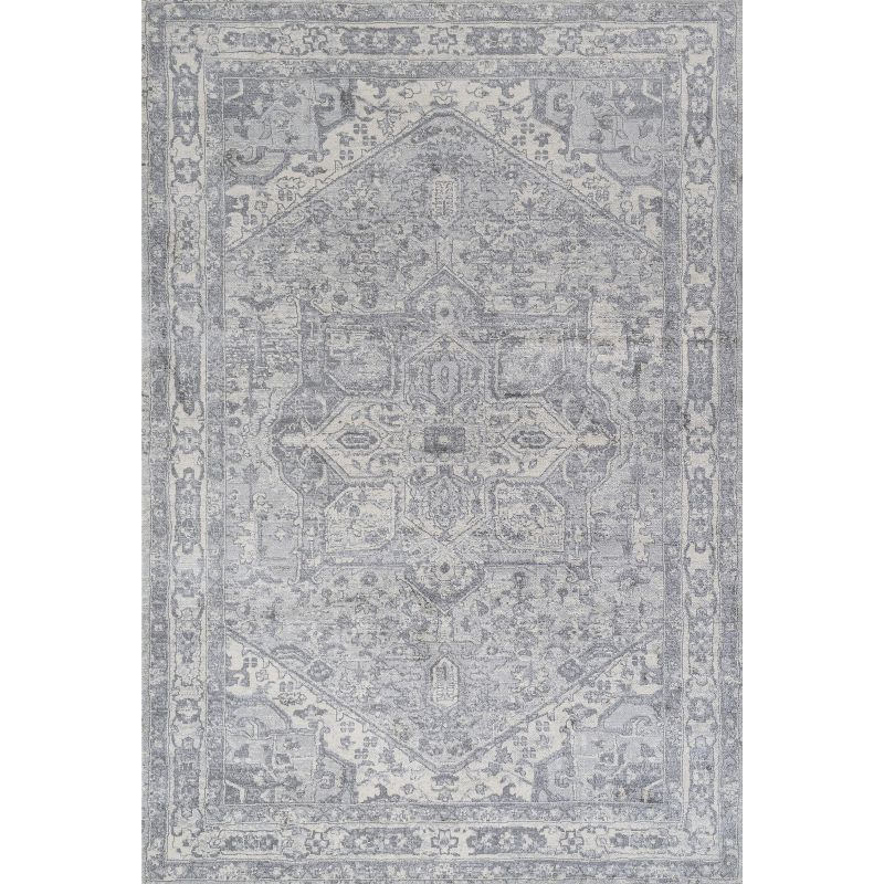 3' X 5' Modern Persian Vintage Medallion Area Rug, Light Gray/Ivory - JONATHAN Y